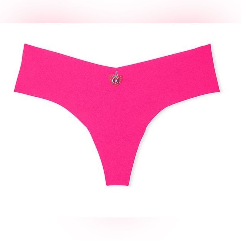 NWT SOLD OUT! VS RARE STYLE! XL *Enchanted Pink Strawberry* NO-SHOW THONG PANTY - Picture 4 of 7